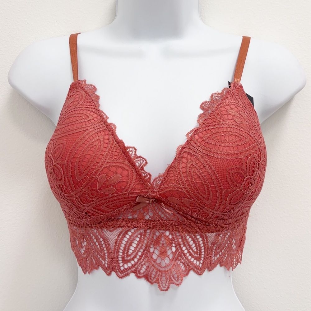 Frederick’s of Hollywood Finley Lace Bralette | Dusty Rose | Size L | NEW - Picture 2 of 8